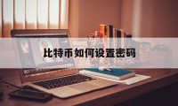 比特币如何设置密码(比特币如何设置密码支付)